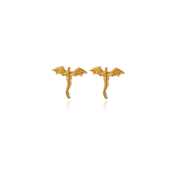 Stainless Steel Dragon Stud Earrings And Bracelet Jewelry Set With Electroplated Animal Design For Women