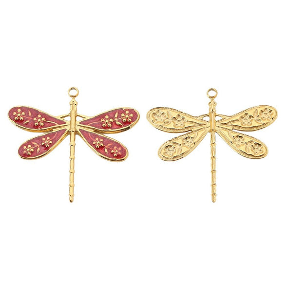 Stainless Steel Dragonfly Dripping Oil Electroplated Pendant Jewelry Accessories