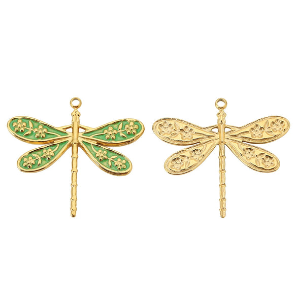 Stainless Steel Dragonfly Dripping Oil Electroplated Pendant Jewelry Accessories
