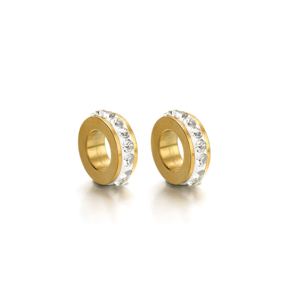 Stainless Steel Drill Pattern Big Hole Bead Electroplated Jewelry Accessories For Necklace Bracelet Pendant