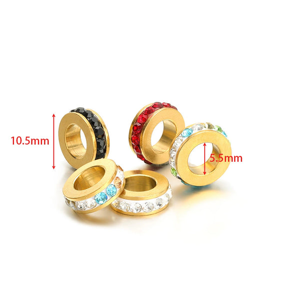 Stainless Steel Drill Pattern Big Hole Bead Electroplated Jewelry Accessories For Necklace Bracelet Pendant