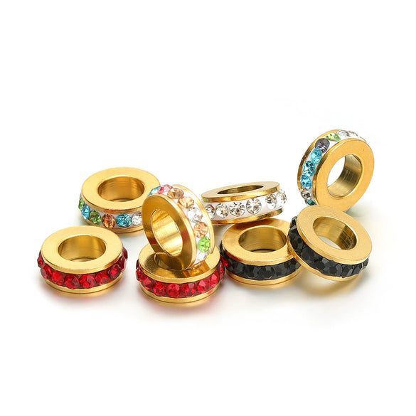 Stainless Steel Drill Pattern Big Hole Bead Electroplated Jewelry Accessories For Necklace Bracelet Pendant