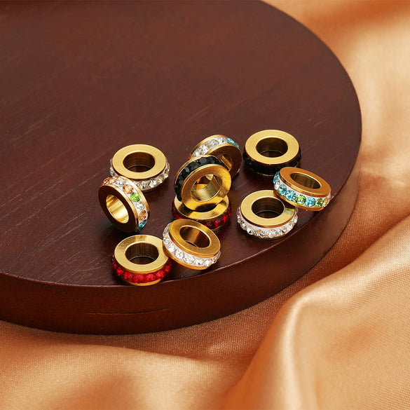 Stainless Steel Drill Pattern Big Hole Bead Electroplated Jewelry Accessories For Necklace Bracelet Pendant