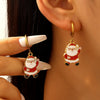 Stainless Steel Dripping Oil Christmas Holiday Earrings For Women With Snowflake And Christmas Tree Designs