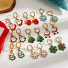 Stainless Steel Dripping Oil Christmas Holiday Earrings For Women With Snowflake And Christmas Tree Designs