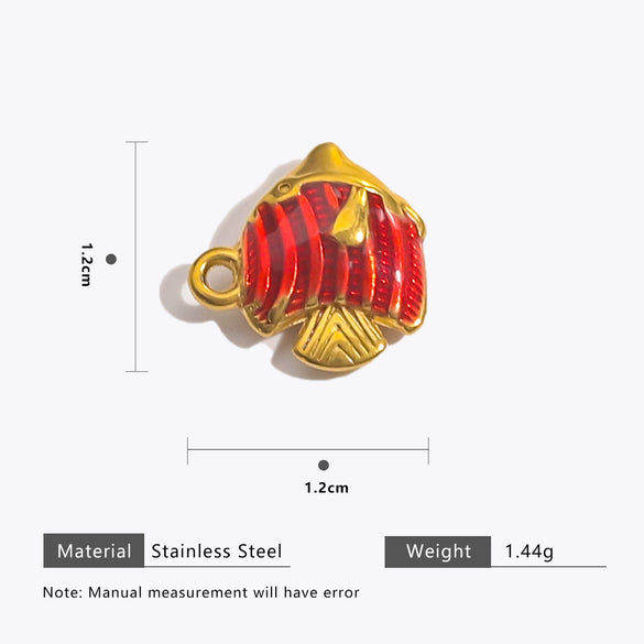Stainless Steel Dripping Oil Fish Shape Pendant Jewelry For Necklace And Bracelet