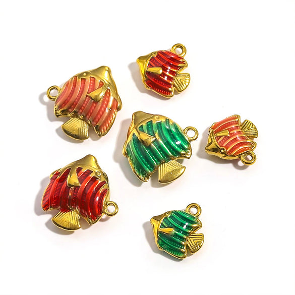 Stainless Steel Dripping Oil Fish Shape Pendant Jewelry For Necklace And Bracelet