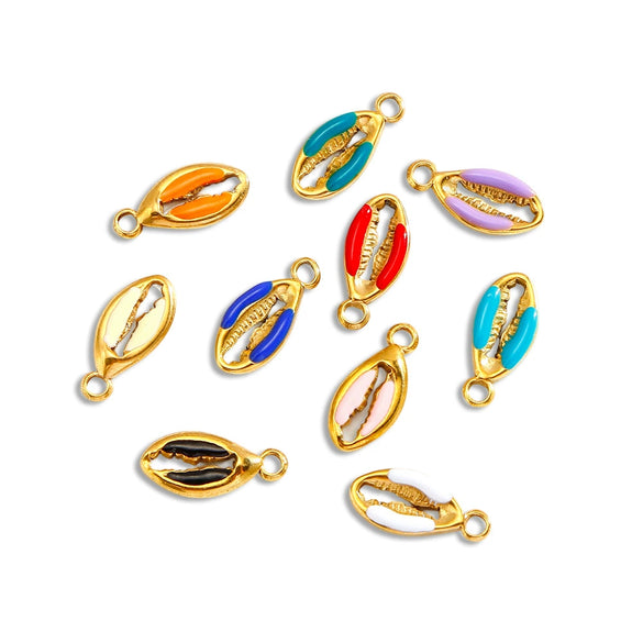 Stainless Steel Dripping Oil Goldplated Conch Shell Starfish Diy Jewelry Accessories Bracelet Earrings Pendant Handmade Small Pendant