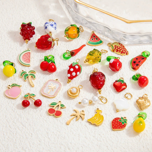 Stainless Steel Dripping Oil Pastoral Style Fruit Food Jewelry Accessories Bracelet Necklace Pendant