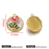 Stainless Steel Dripping Oil Round Square Flower Pendant Jewelry Accessories