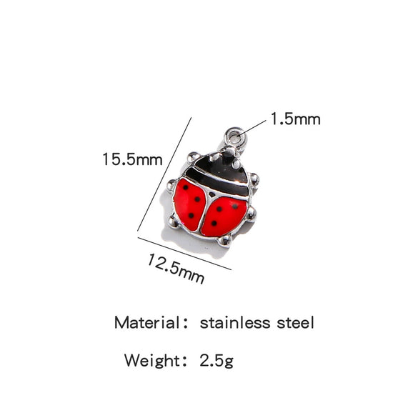 Stainless Steel Dripping Oil Seven Star Ladybug Handmade Jewelry Bracelet Pendant Necklace Earrings