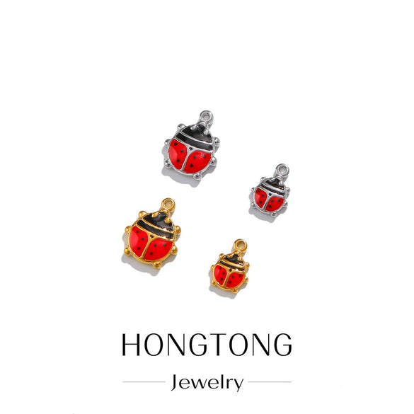 Stainless Steel Dripping Oil Seven Star Ladybug Handmade Jewelry Bracelet Pendant Necklace Earrings