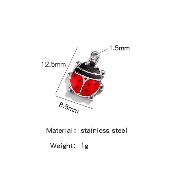 Stainless Steel Dripping Oil Seven Star Ladybug Handmade Jewelry Bracelet Pendant Necklace Earrings