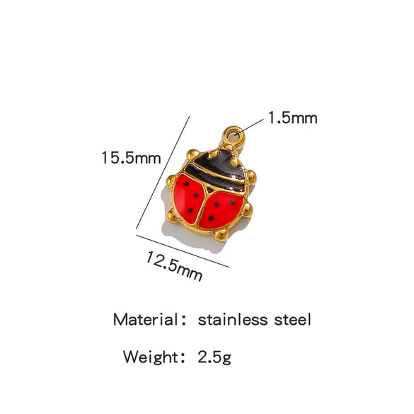 Stainless Steel Dripping Oil Seven Star Ladybug Handmade Jewelry Bracelet Pendant Necklace Earrings