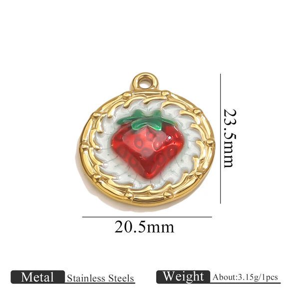 Stainless Steel Dripping Oil Turtle Strawberry Crab Jewelry Pendant