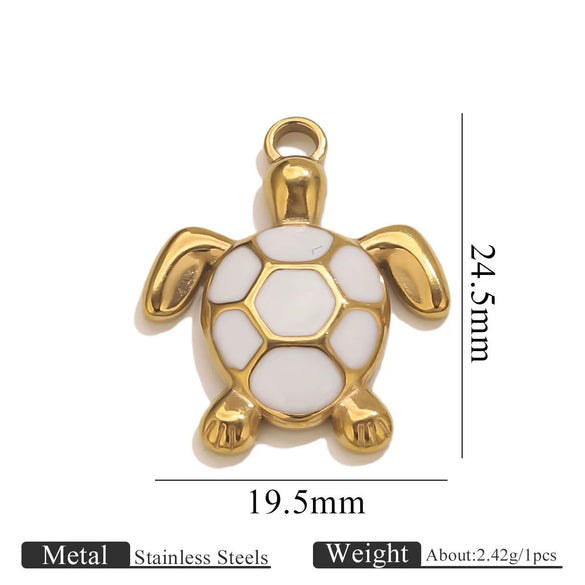 Stainless Steel Dripping Oil Turtle Strawberry Crab Jewelry Pendant