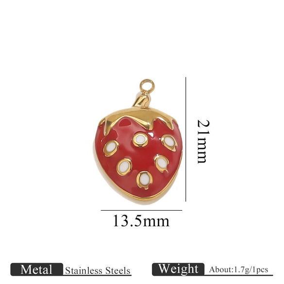 Stainless Steel Dripping Oil Turtle Strawberry Crab Jewelry Pendant