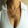 Stainless Steel Drop And Star Shape Zirconium Birthstone Pendant Necklace With Vacuum Electroplated 18K Gold Color