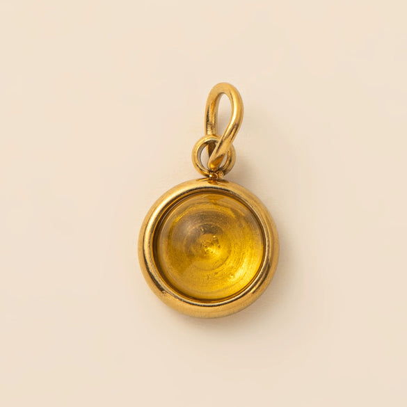 Stainless Steel Drop And Star Shape Zirconium Birthstone Pendant Necklace With Vacuum Electroplated 18K Gold Color