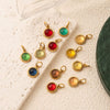 Stainless Steel Drop And Star Shape Zirconium Birthstone Pendant Necklace With Vacuum Electroplated 18K Gold Color