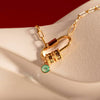 Stainless Steel Drop And Star Shape Zirconium Birthstone Pendant Necklace With Vacuum Electroplated 18K Gold Color