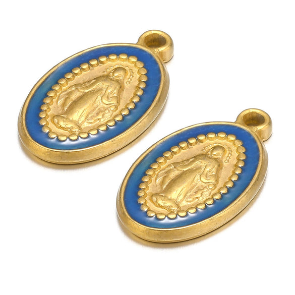 Stainless Steel Drop Oil Jesus Oval Pendant Jewelry Accessories