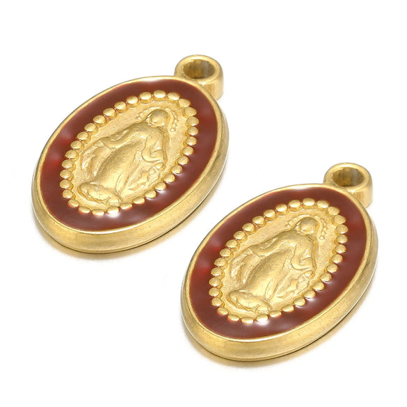 Stainless Steel Drop Oil Jesus Oval Pendant Jewelry Accessories