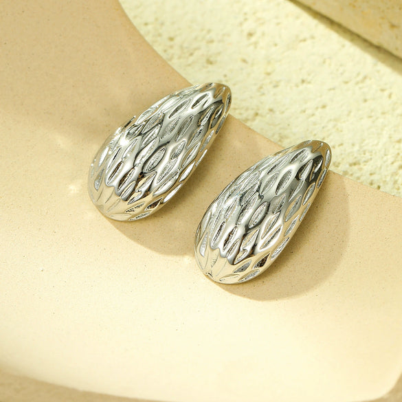 Stainless Steel Drop Shape Electroplated Women's Earrings Simple Elegant Cold Style Fashion Design