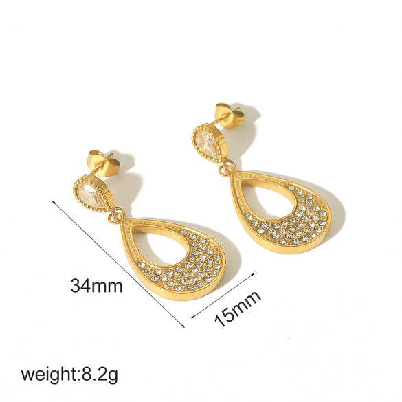 Stainless Steel Drop Shape Electroplated Women's Earrings