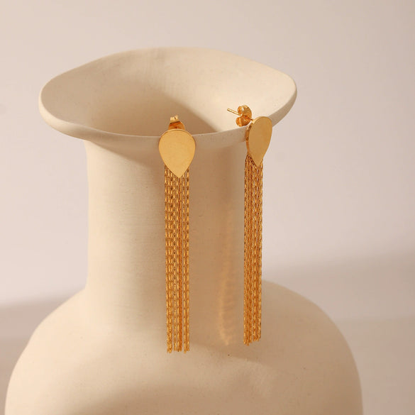 Stainless Steel Drop Shape Geometric Electroplated Women's Earrings