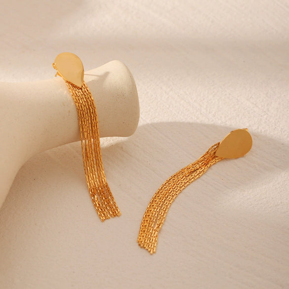 Stainless Steel Drop Shape Geometric Electroplated Women's Earrings