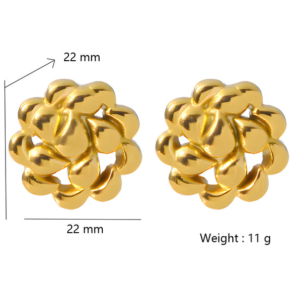 Stainless Steel Drop Shape Hollow Rotating Electroplated Women's Earrings