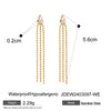 Stainless Steel Drop Shaped Geometric Crystal Zirconium Tassel Earrings For Women With Electroplating
