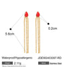 Stainless Steel Drop Shaped Geometric Crystal Zirconium Tassel Earrings For Women With Electroplating