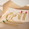 Stainless Steel Drop Shaped Geometric Crystal Zirconium Tassel Earrings For Women With Electroplating