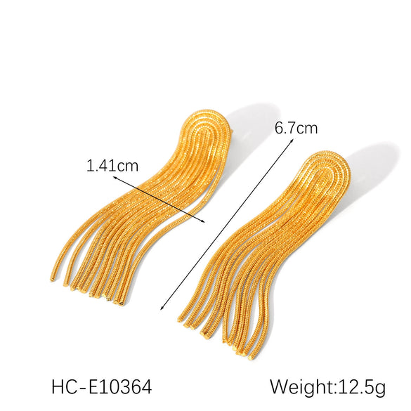 Stainless Steel Dropshaped Geometric Earrings With Electroplating Long Chain Tassel Fashionable And Highend Women's