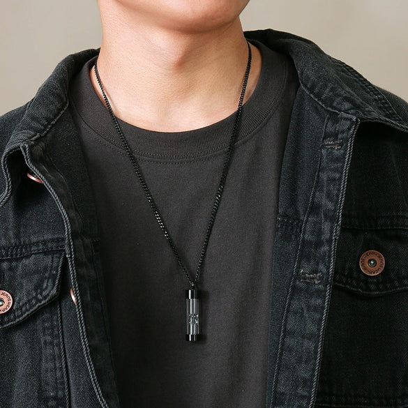 Stainless Steel Dropshaped Hourglass Pendant Necklace For Men And Women