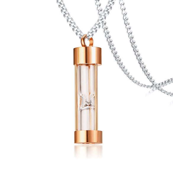 Stainless Steel Dropshaped Hourglass Pendant Necklace For Men And Women
