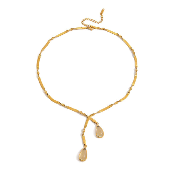 Stainless Steel Dropshaped Pendant Necklace With Electroplating Sophisticated And Minimalist Style For Women
