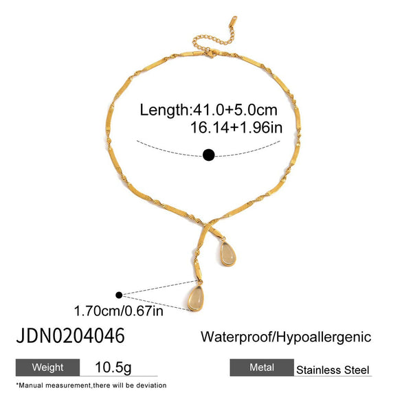 Stainless Steel Dropshaped Pendant Necklace With Electroplating Sophisticated And Minimalist Style For Women