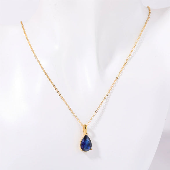 Stainless Steel Dropshaped Twelve Constellation Mixed Gem Inlay Ochain Necklace With Electroplating