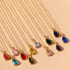 Stainless Steel Dropshaped Twelve Constellation Mixed Gem Inlay Ochain Necklace With Electroplating