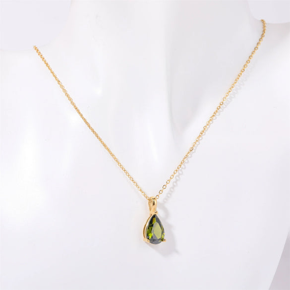 Stainless Steel Dropshaped Twelve Constellation Mixed Gem Inlay Ochain Necklace With Electroplating