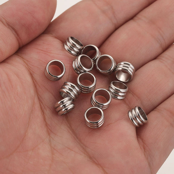 Stainless Steel Drum Bead Handmade Jewelry Accessories With Vacuum Plated And 18K Gold Plating Process