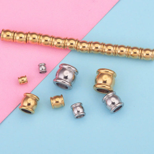 Stainless Steel Drum Bead Handmade Jewelry Accessories With Vacuum Plating And 18K Gold Plating