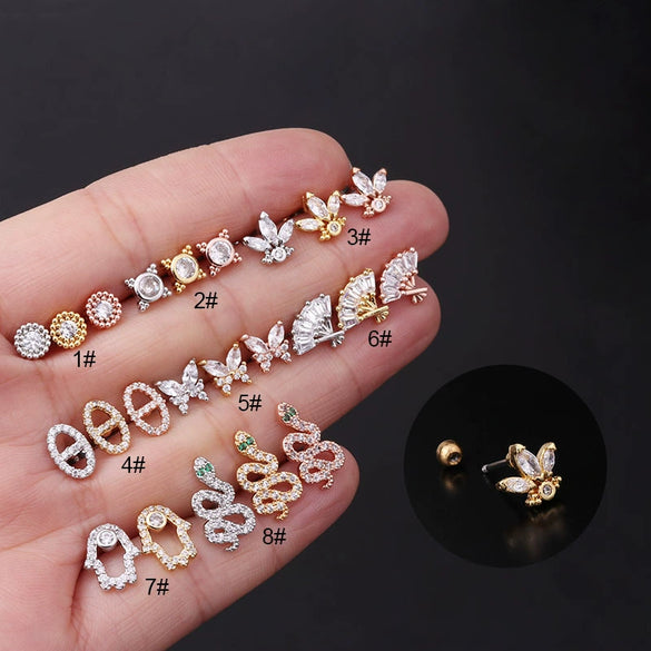 Stainless Steel Ear Nail Jewelry With Animals Zodiac Pattern Electroplated