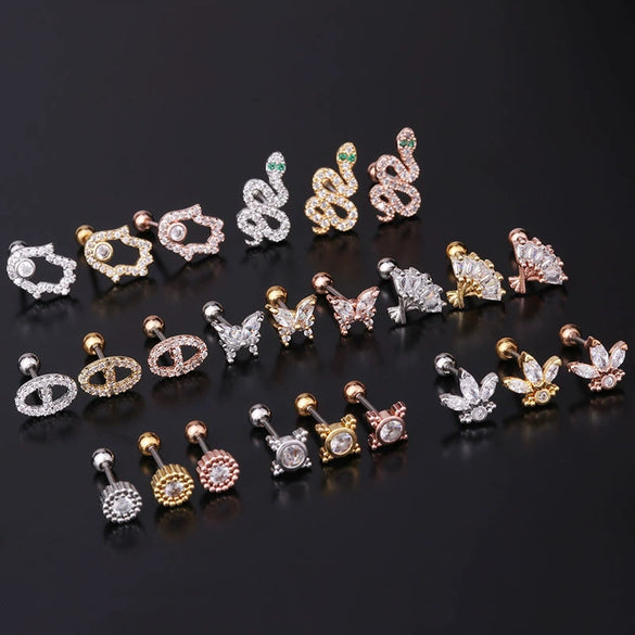 Stainless Steel Ear Nail Jewelry With Animals Zodiac Pattern Electroplated