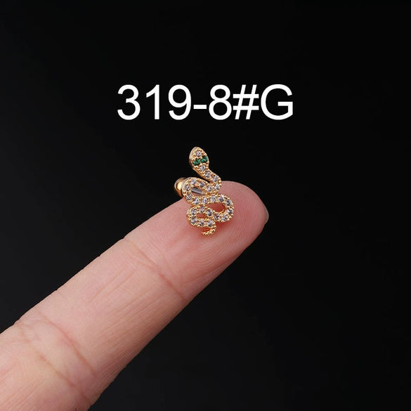 Stainless Steel Ear Nail Jewelry With Animals Zodiac Pattern Electroplated