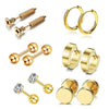 Stainless Steel Ear Stud Earrings Set With Flower Pattern Hip Hop Style