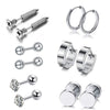 Stainless Steel Ear Stud Earrings Set With Flower Pattern Hip Hop Style